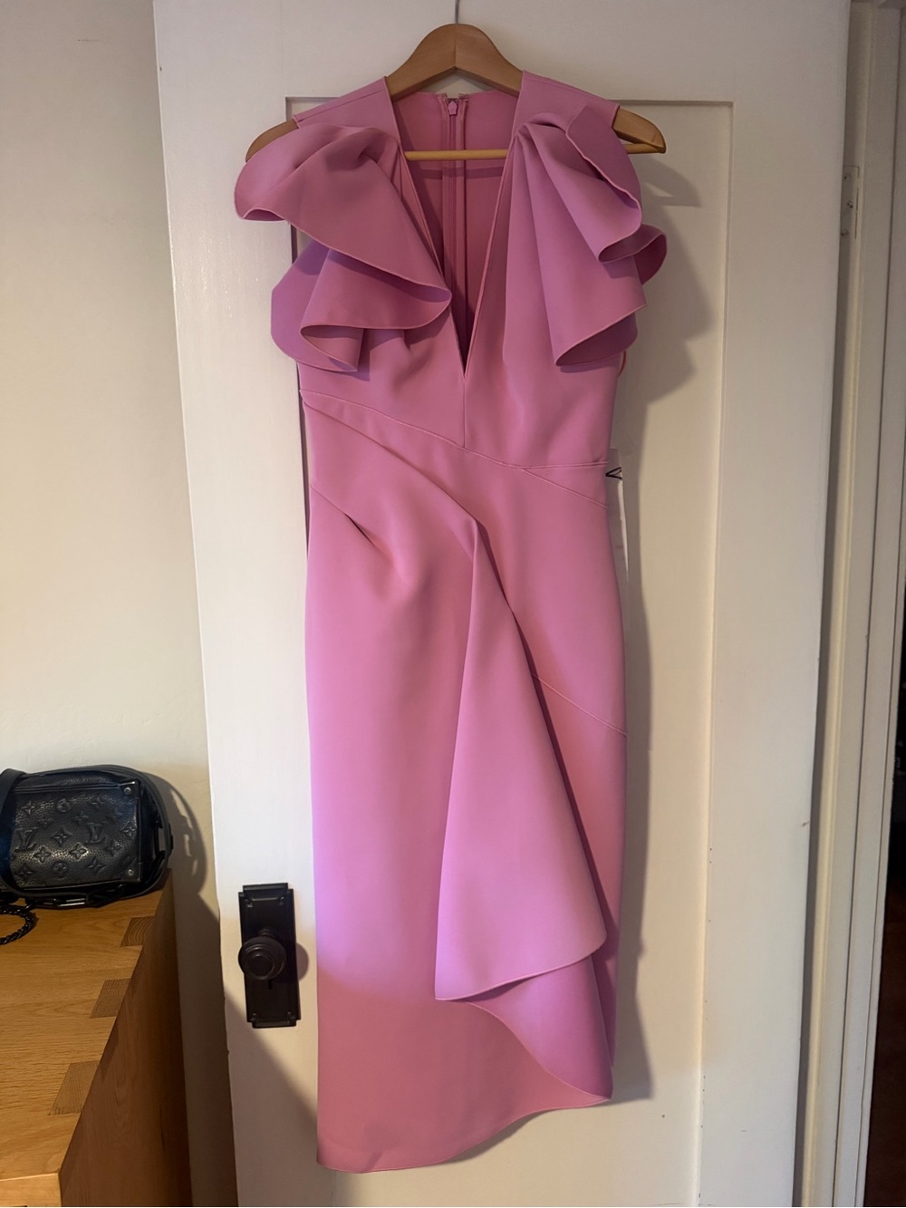 Acler Pink Ruffle Midi Dress